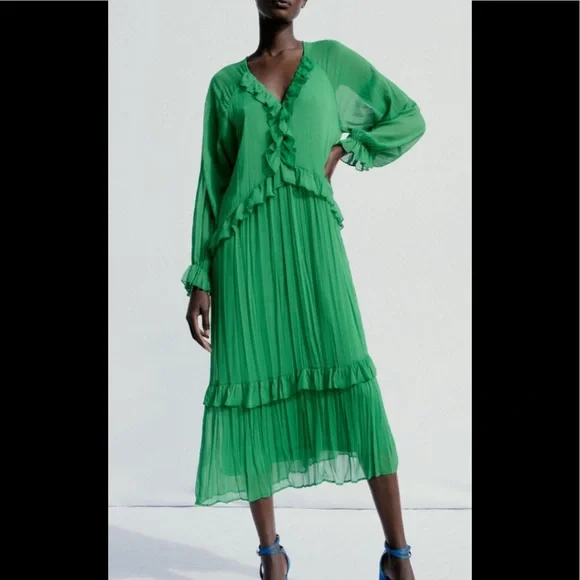 Dresses | Worn Once Zara Green Airy Dress | Poshmark
